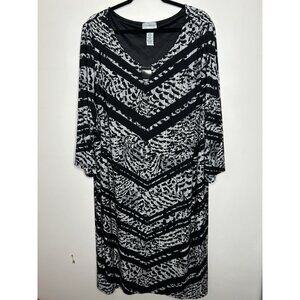 CATHERINE'S Dress Black & White Short Sleeve Abstract Pattern Size 3X 26/28